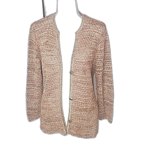 Cardigan Open Style by Jones New York Lt. Olive Green and Red Size Large - Picture 1 of 6